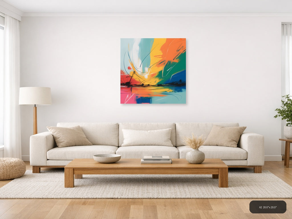 Colorful Abstract Landscape Sunset Wall Art — A2 / Living Room