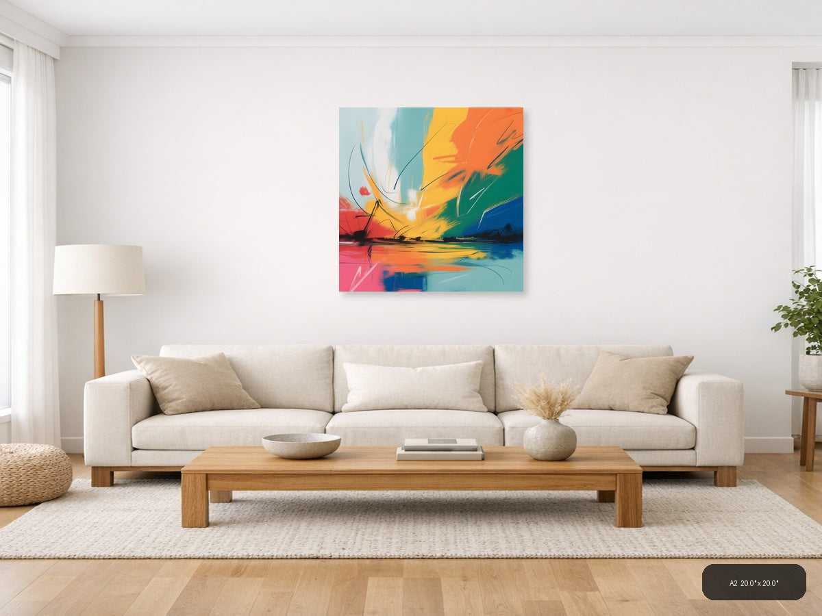 Colorful Abstract Landscape Sunset Wall Art — A2 / Living Room