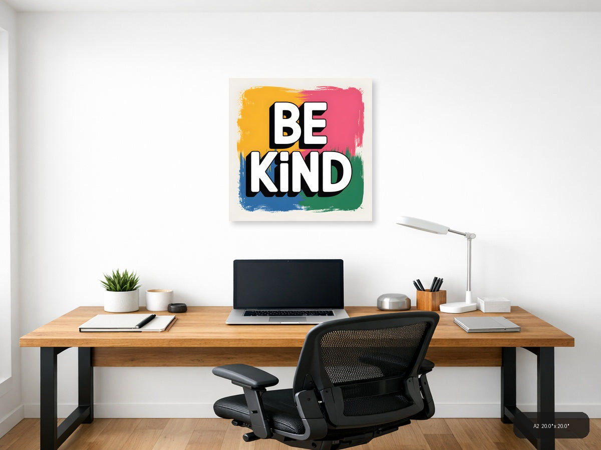 Be Kind Abstract Colorful Square Wall Art — A2 / Office