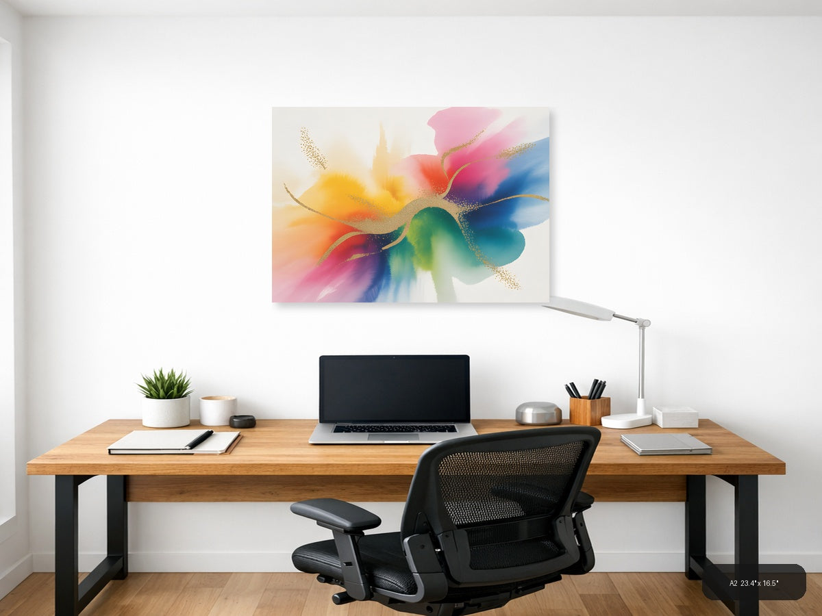 Colorful Abstract Watercolor Flower Wall Art — A2 / Office