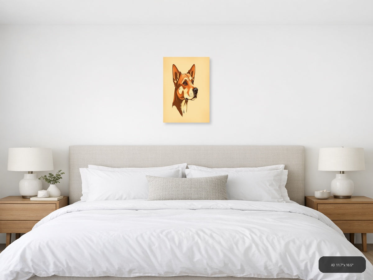 Corgi Portrait Vintage Style Orange Brown Wall Art — A3 / Bedroom
