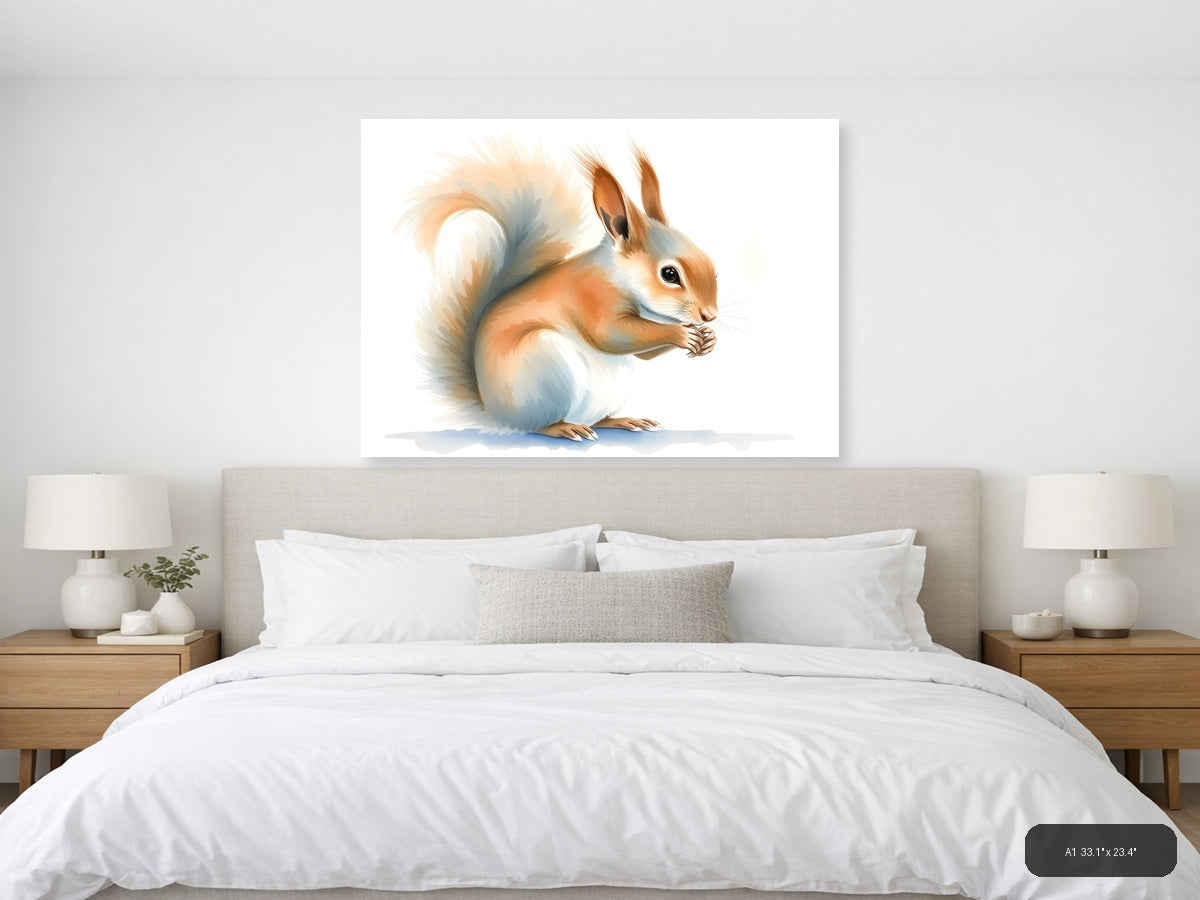 Curious Squirrel Watercolor Portrait Wall Art — A1 / Bedroom