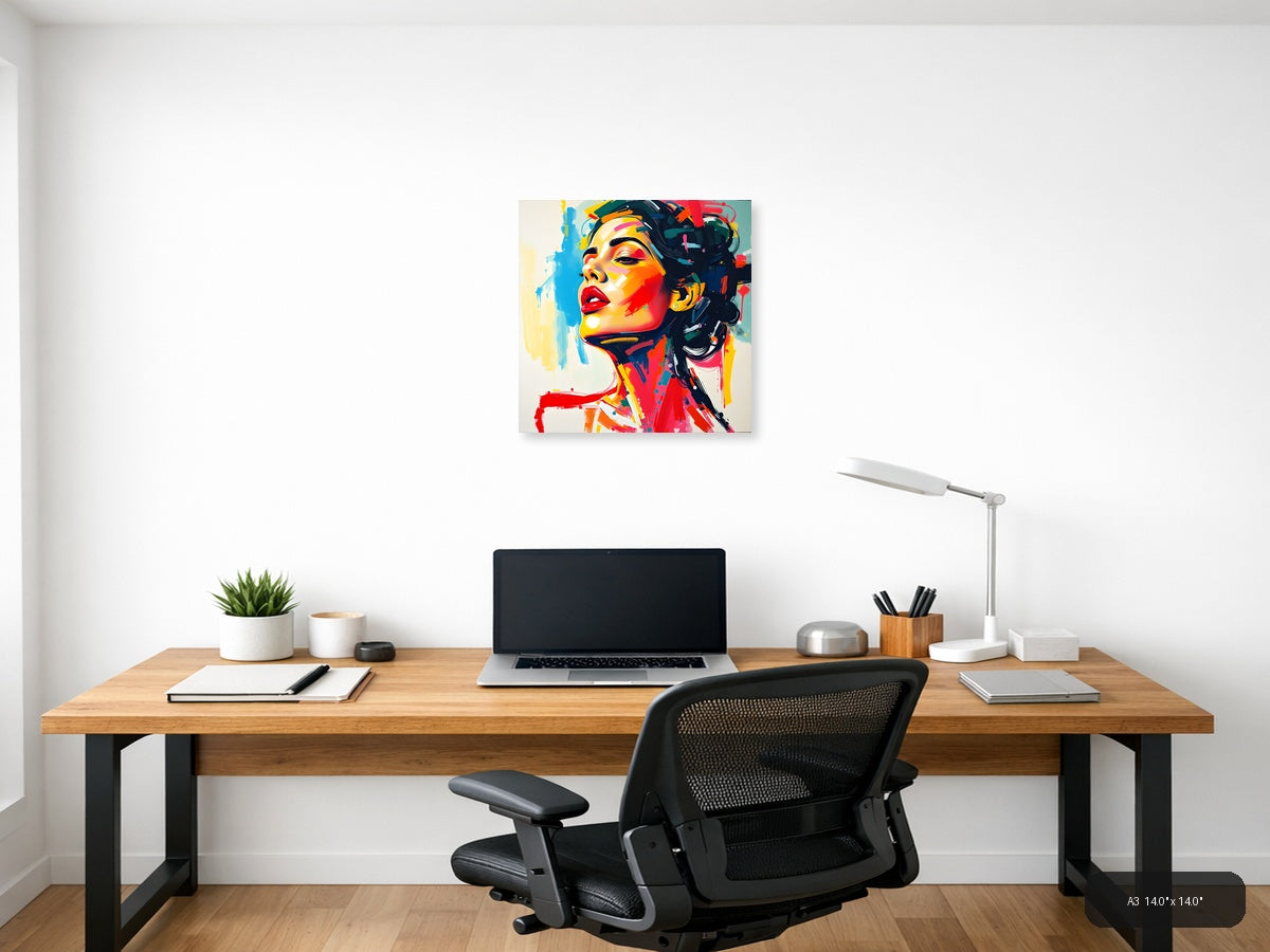 Colorful Abstract Portrait Pop Art Style Wall Art — A3 / Office