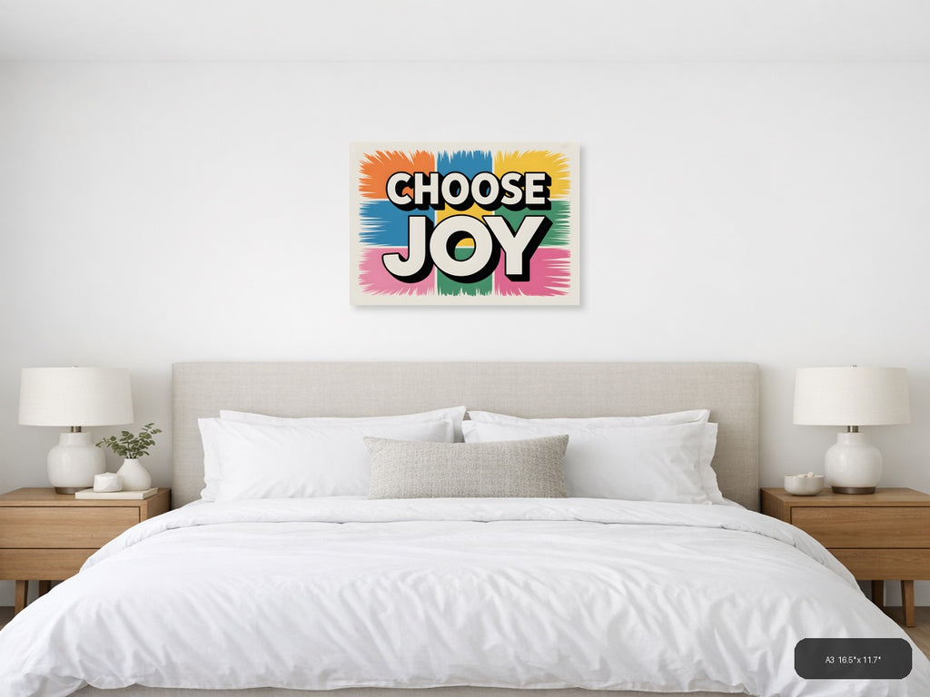 Choose Joy Abstract Colorblock Canvas Wall Art — A3 / Bedroom