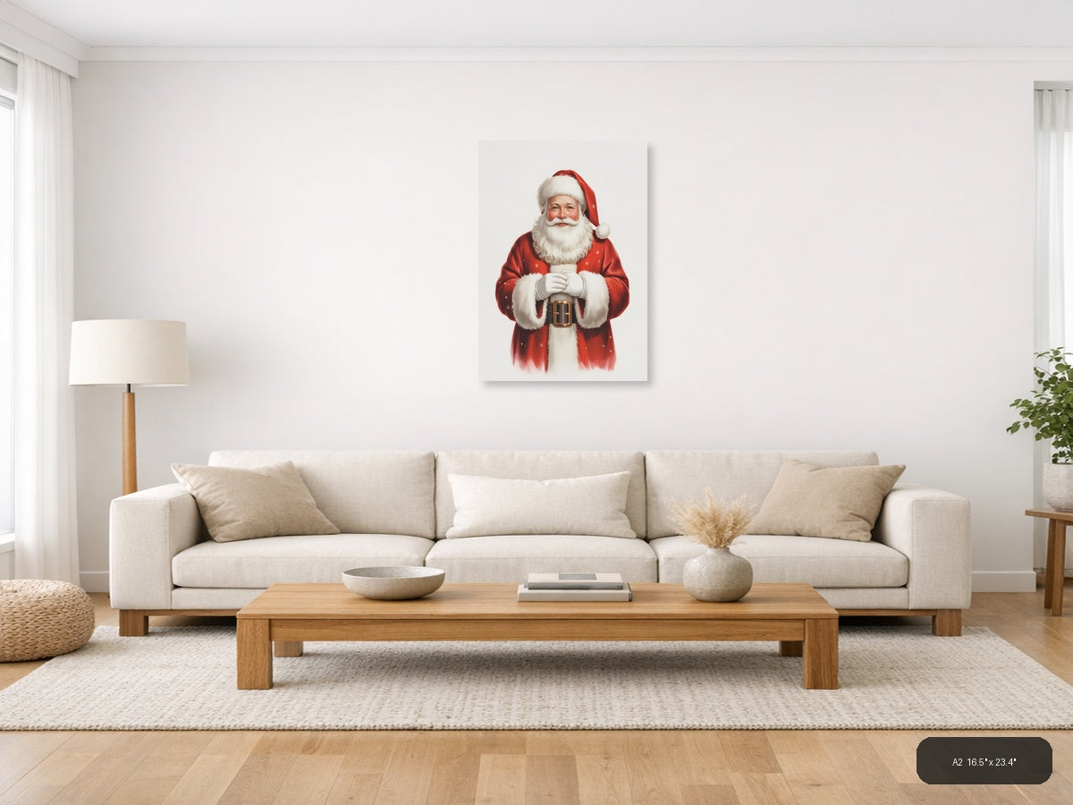 Classic Santa Claus Portrait Minimalist Wall Art — A2 / Living Room