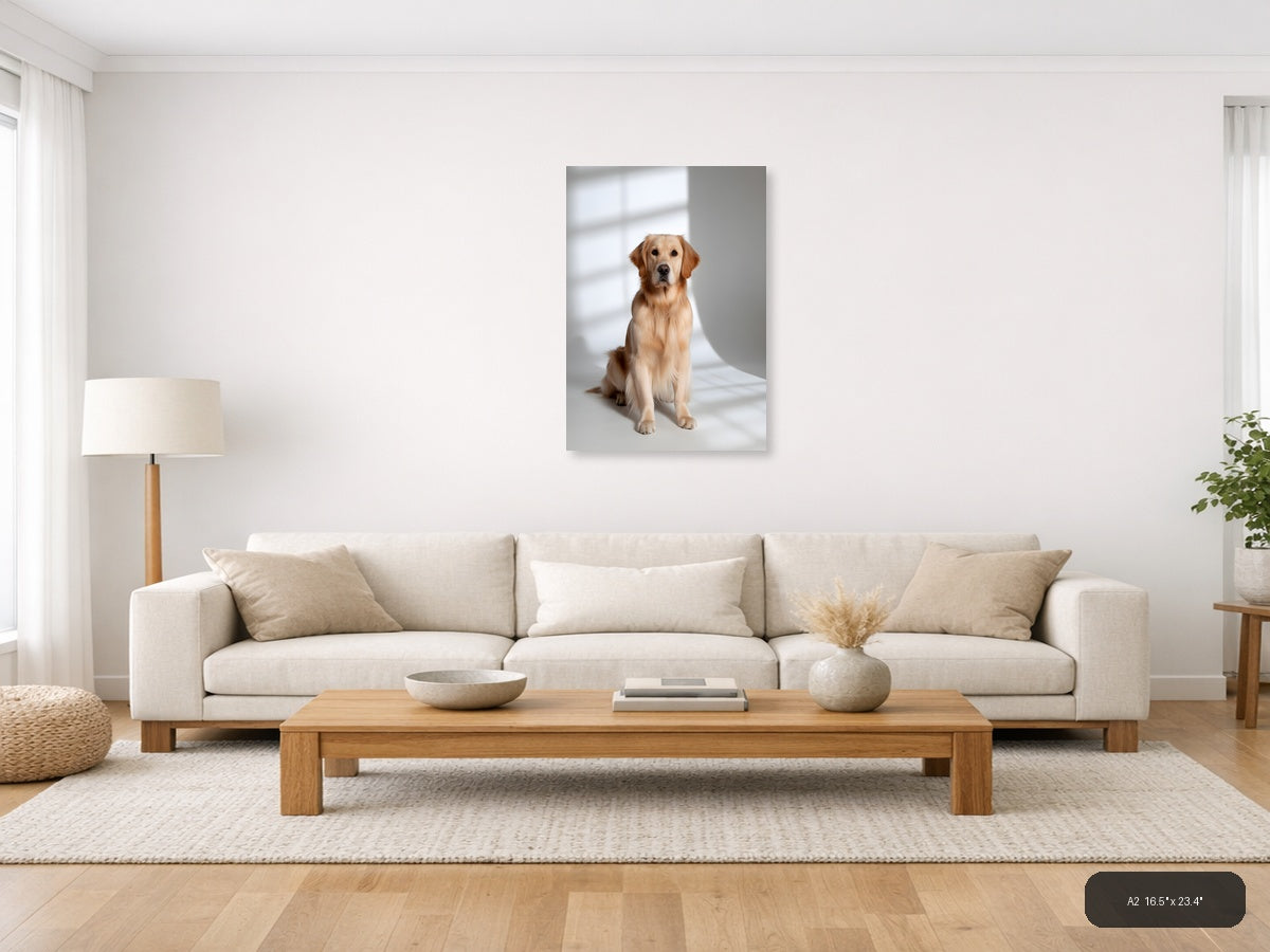 Golden Labrador Portrait Minimalist Wall Art — A2 / Living Room