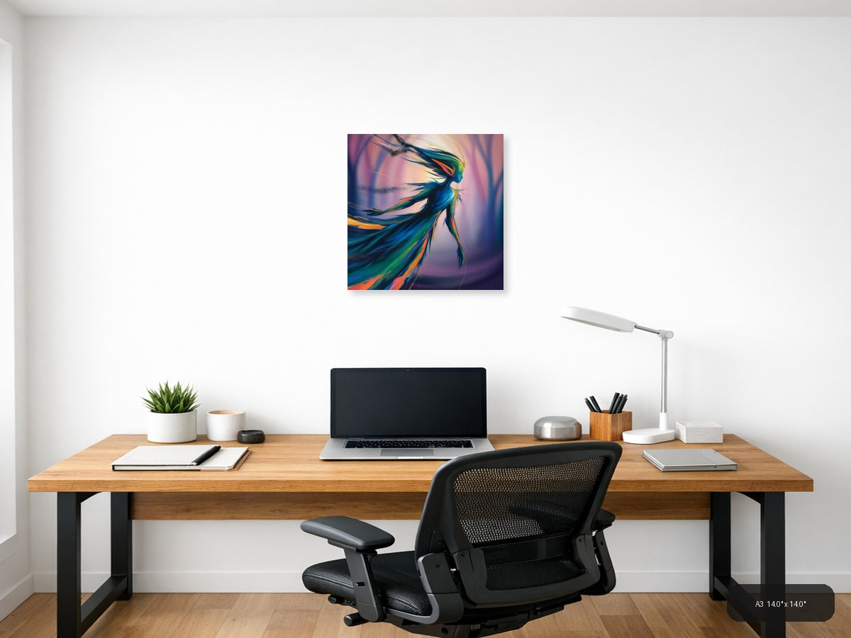 Colorful Abstract Woman Silhouette Wind Flow Wall Art — A3 / Office