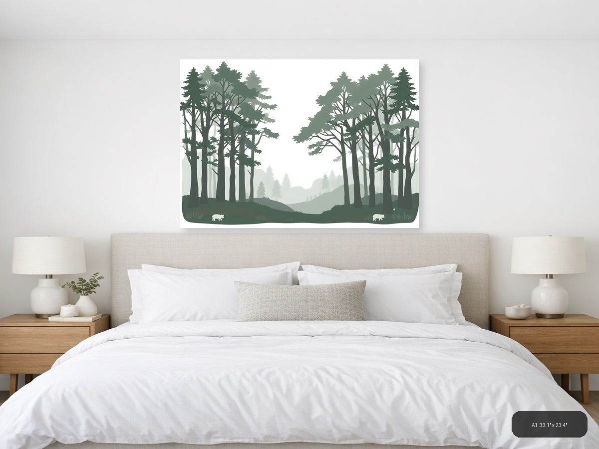 Minimalist Forest Path Landscape Wall Art — A1 / Bedroom