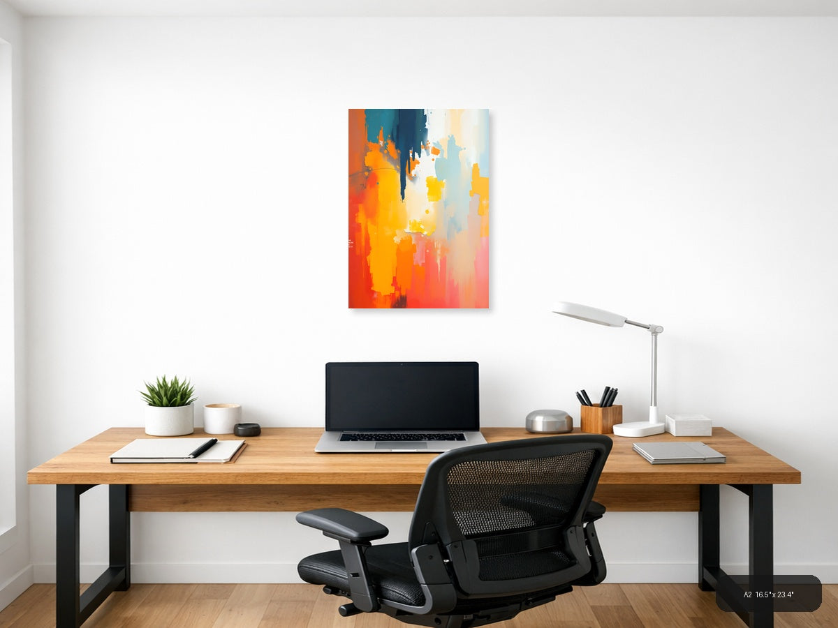 Abstract Colorful Splash Orange Blue Yellow Wall Art — A2 / Office