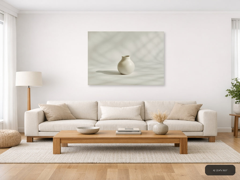 Minimalist White Ceramic Vase Still Life Wall Art — A2 / Living Room