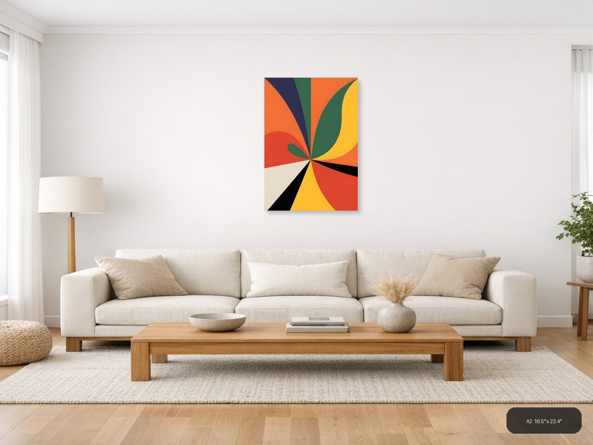 Abstract Geometric Sunburst Colorful Photography Wall Art — A2 / Living Room