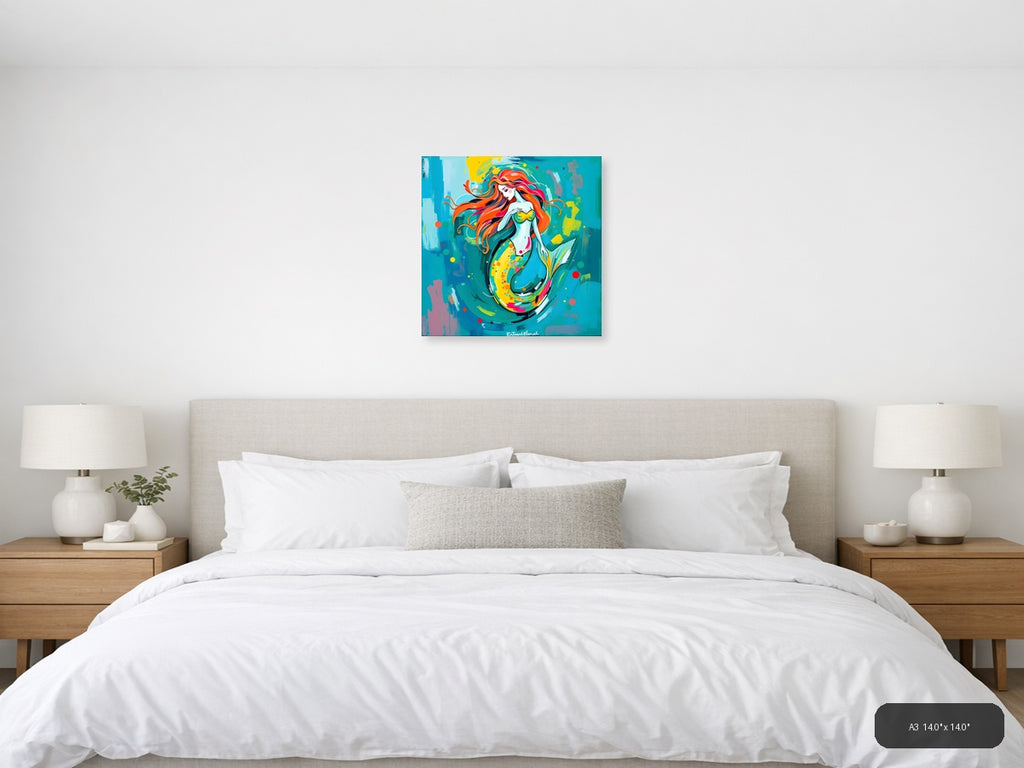 Colorful Mermaid Abstract Pop Art Wall Art — A3 / Bedroom