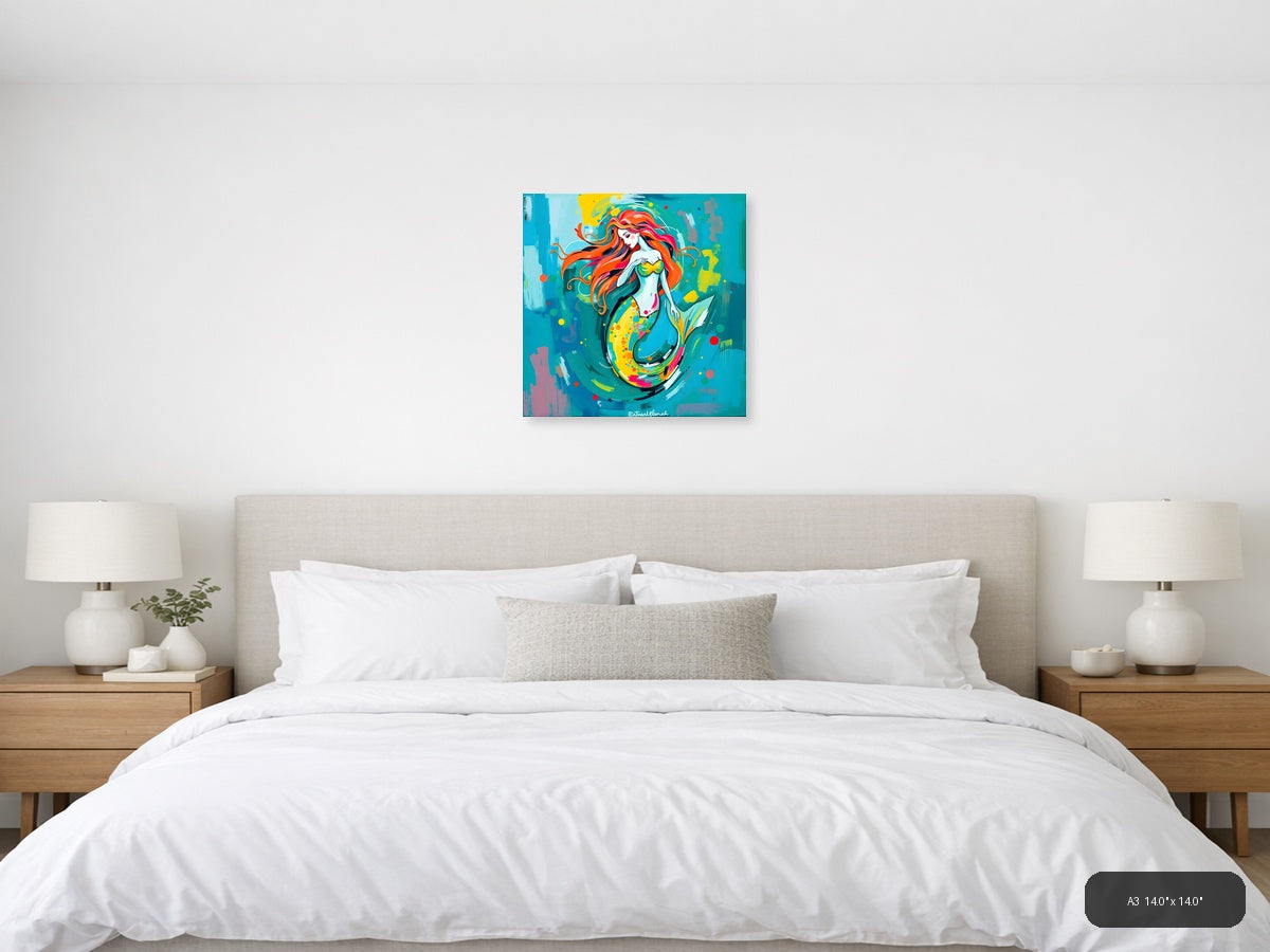 Colorful Mermaid Abstract Pop Art Wall Art — A3 / Bedroom