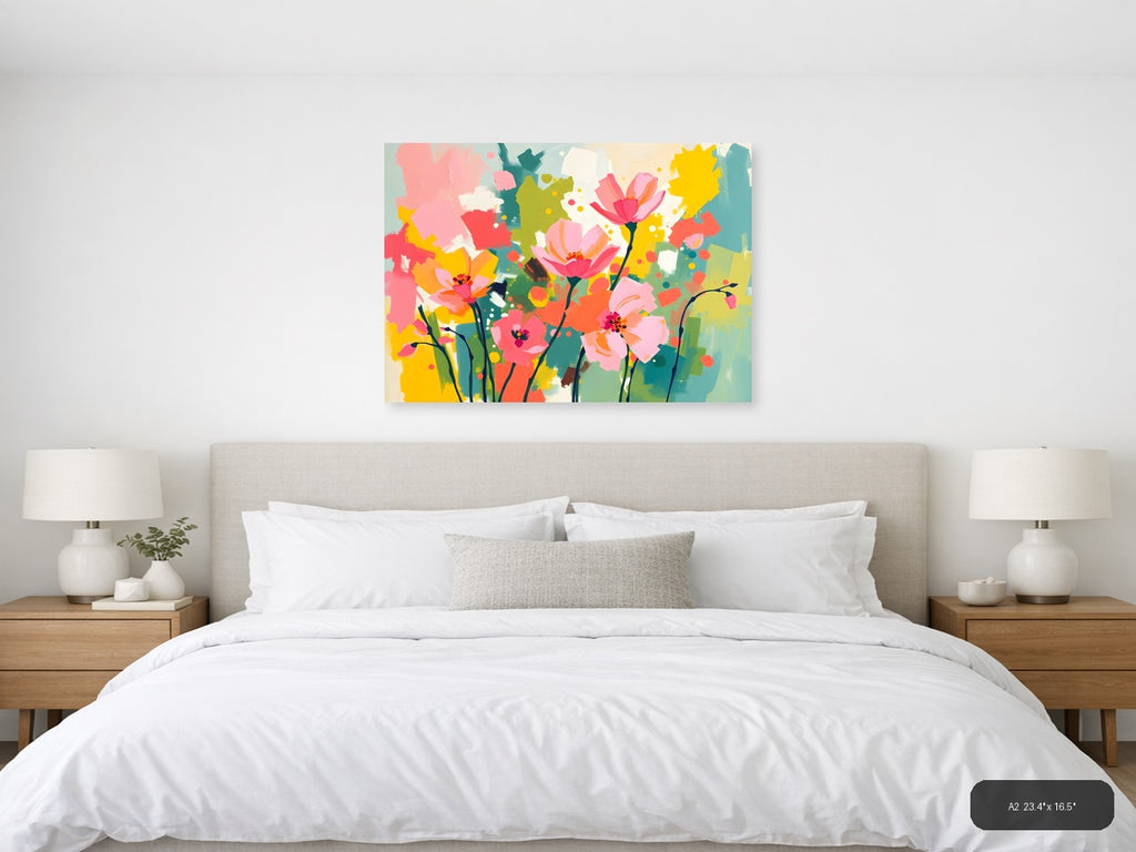 Colorful Abstract Flowers Landscape Wall Art — A2 / Bedroom