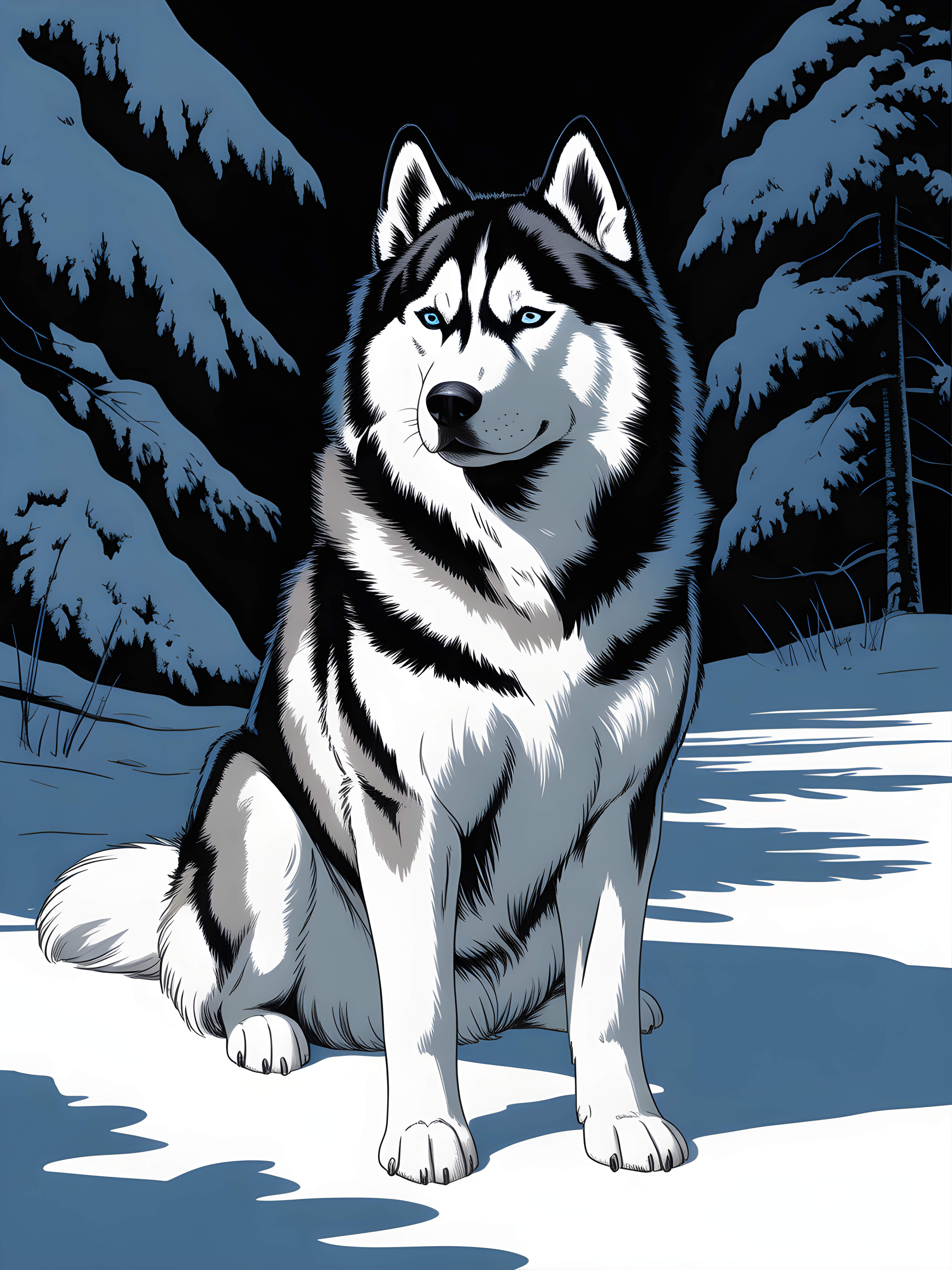Husky in Winter Forest Snow Photography Wall Art