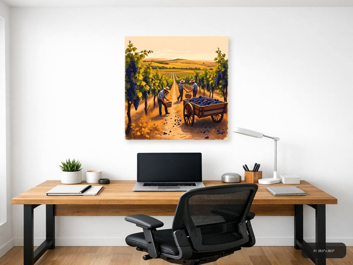 Vintage Vineyard Harvest Workers Wall Art — A1 / Office