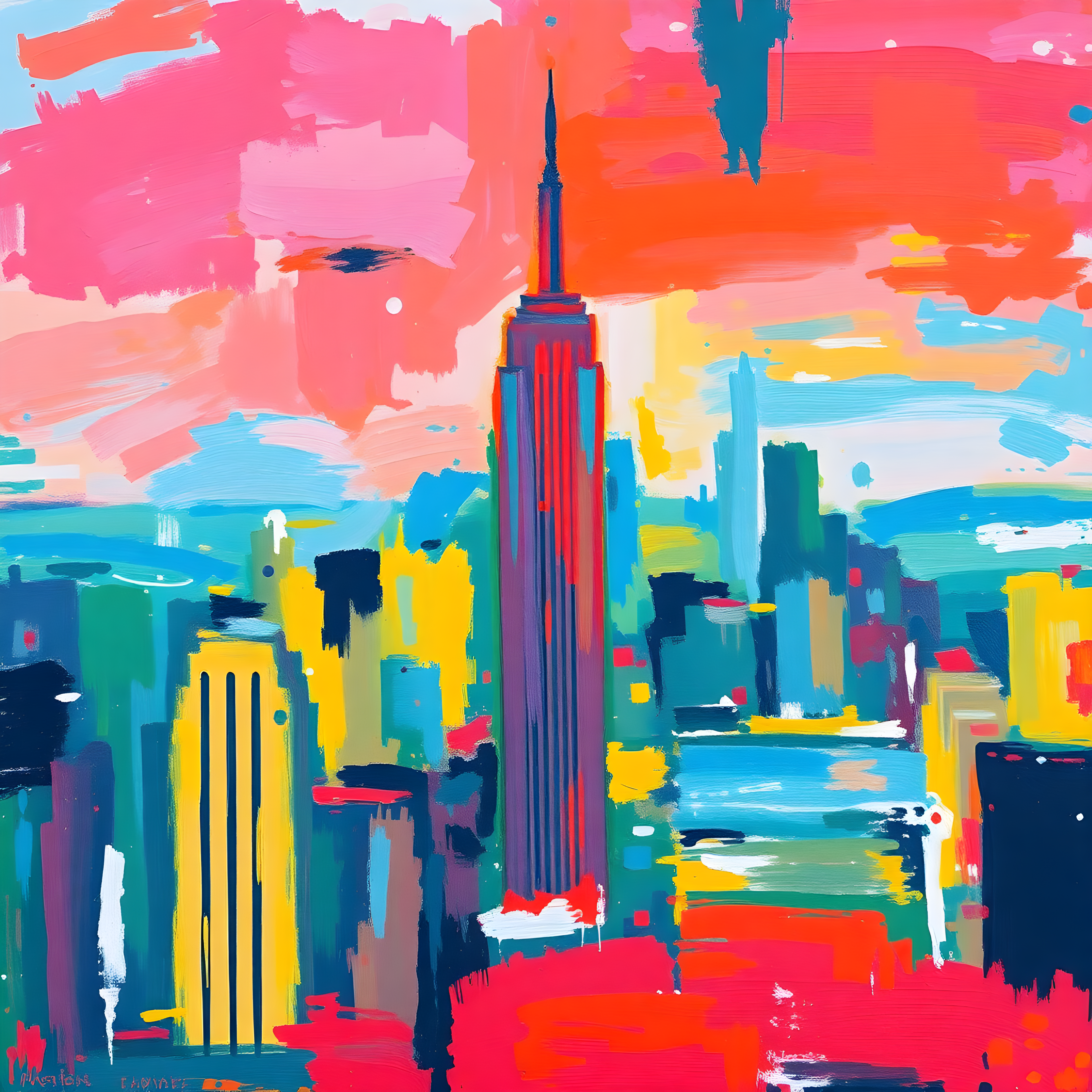 Vibrant Abstract New York City Skyline Wall Art