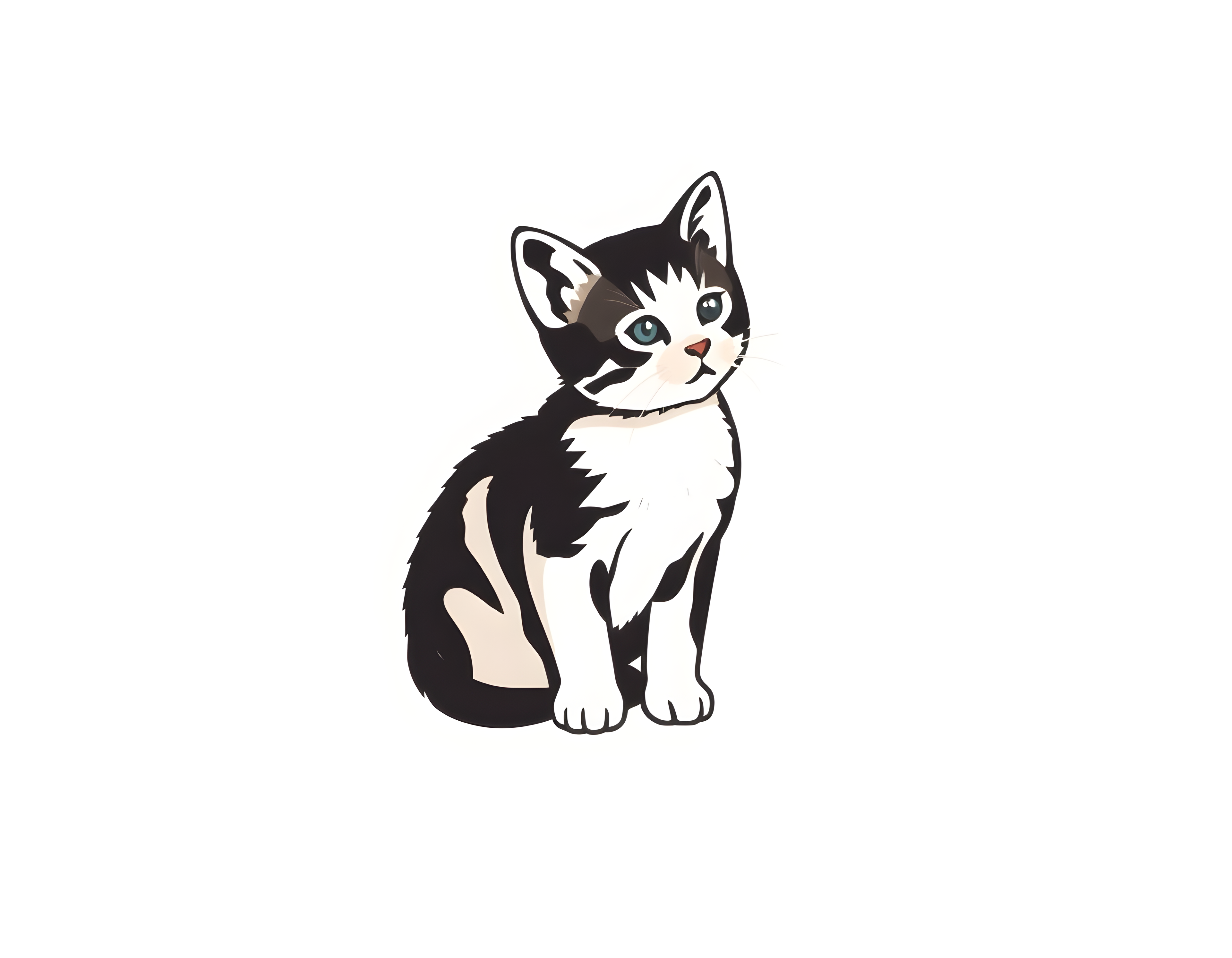 Black and White Kitten Minimalist Wall Art