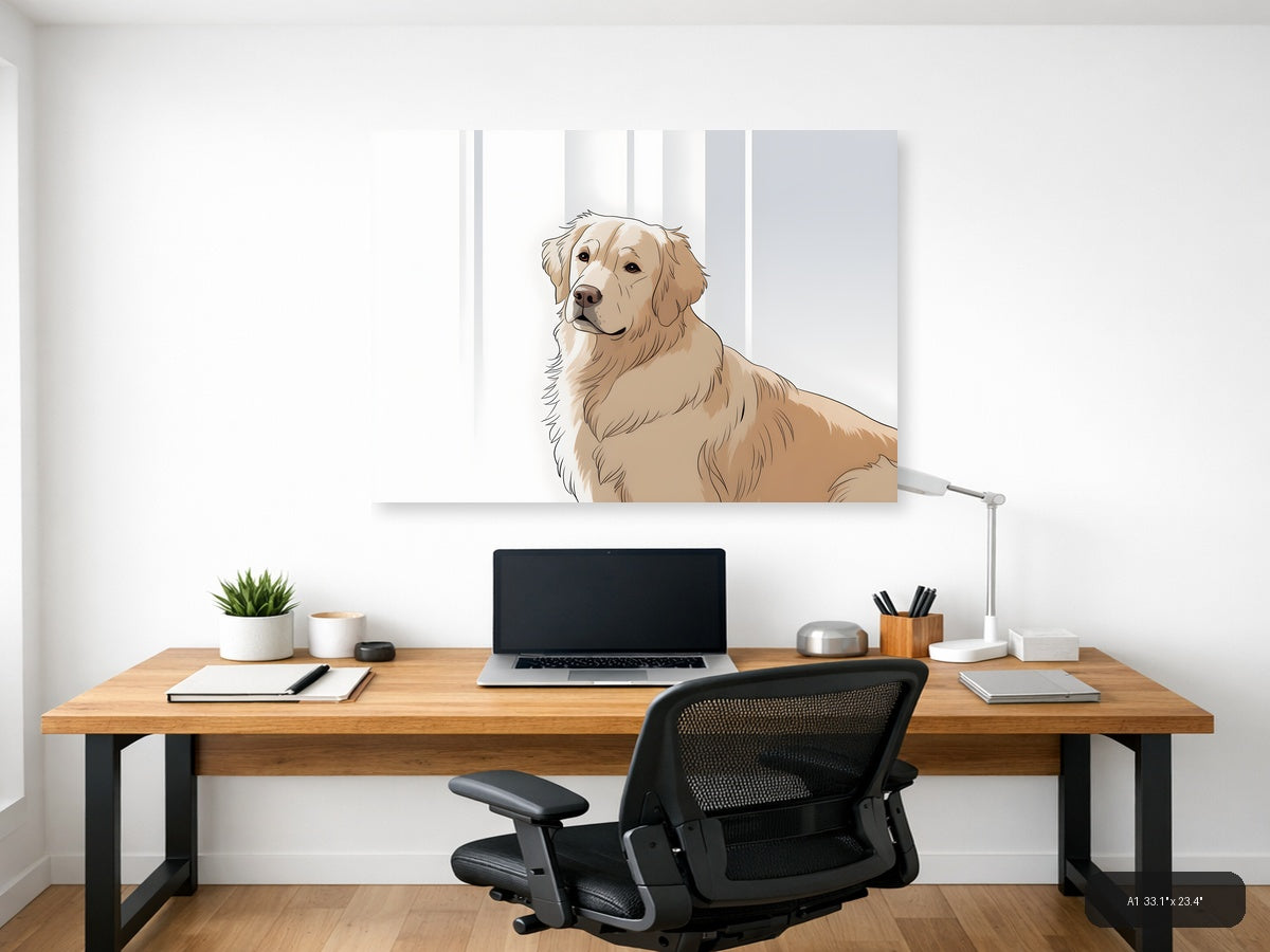 Golden Retriever Portrait Minimalist Wall Art — A1 / Office
