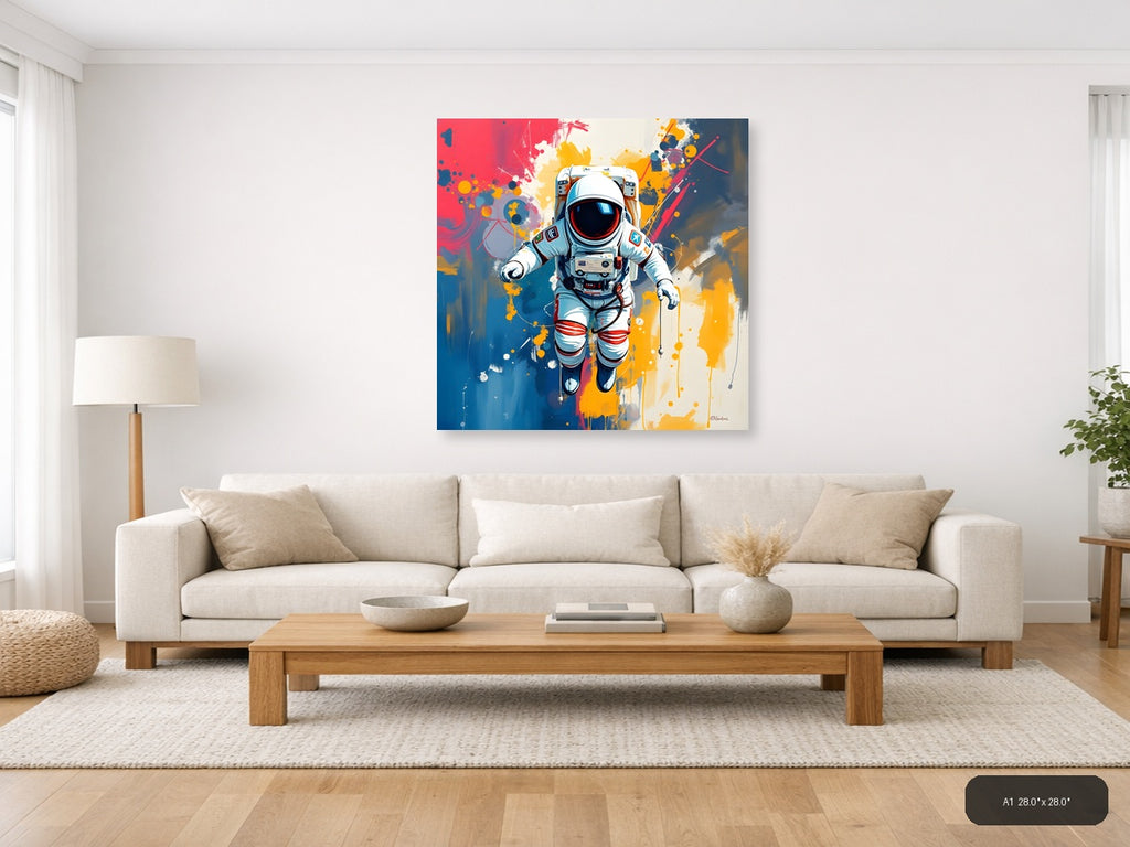 Astronaut in Space Abstract Colorful Wall Art — A1 / Living Room