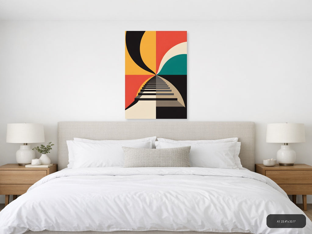 Retro Geometric Staircase Photography Wall Art — A1 / Bedroom