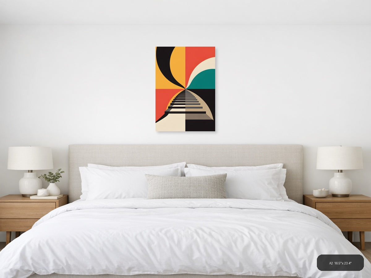 Retro Geometric Staircase Photography Wall Art — A2 / Bedroom