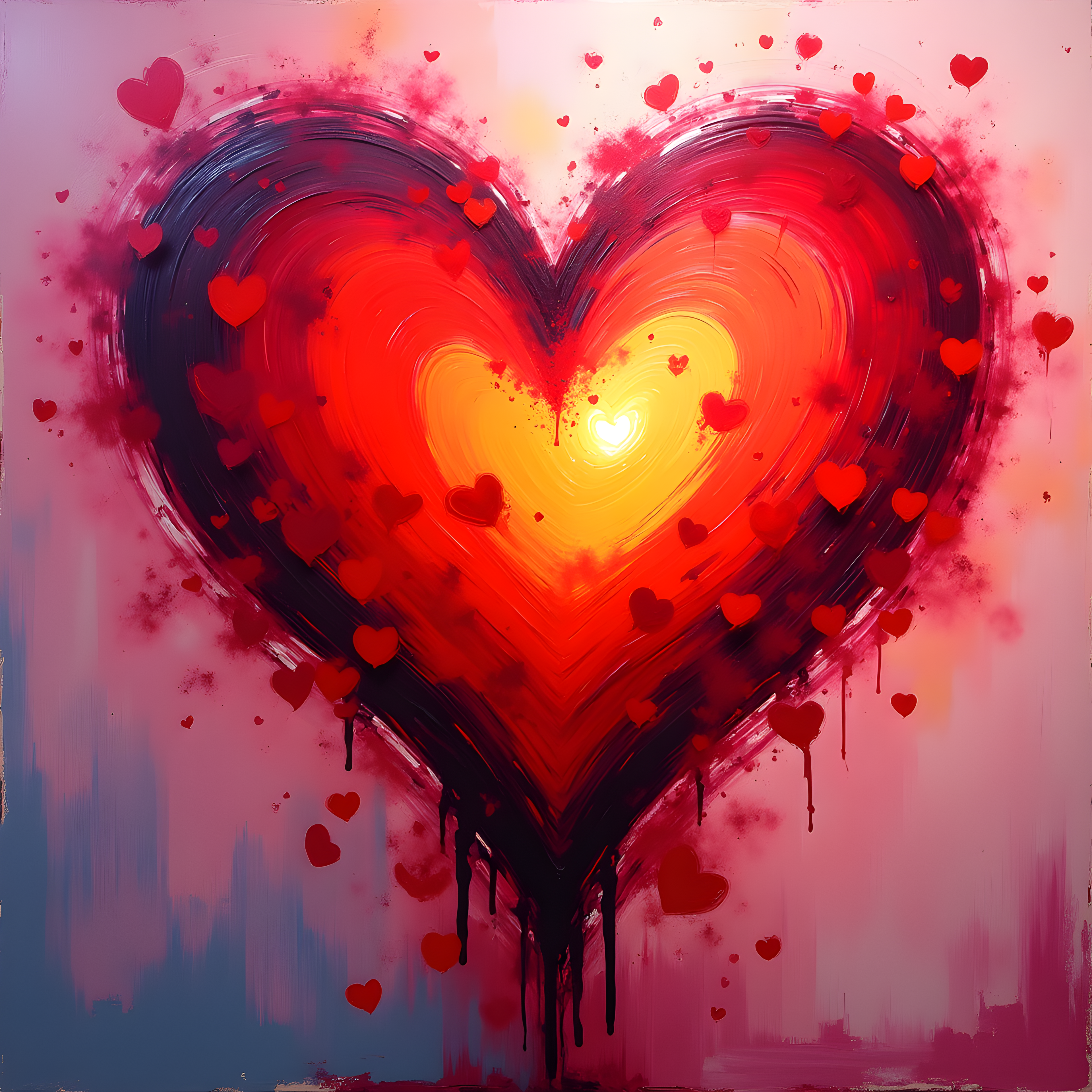 Abstract Glowing Heart with Radiant Center Wall Art