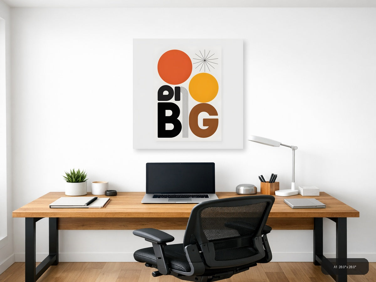 Minimalist Big Retro Sun Circle Geometric Wall Art — A1 / Office