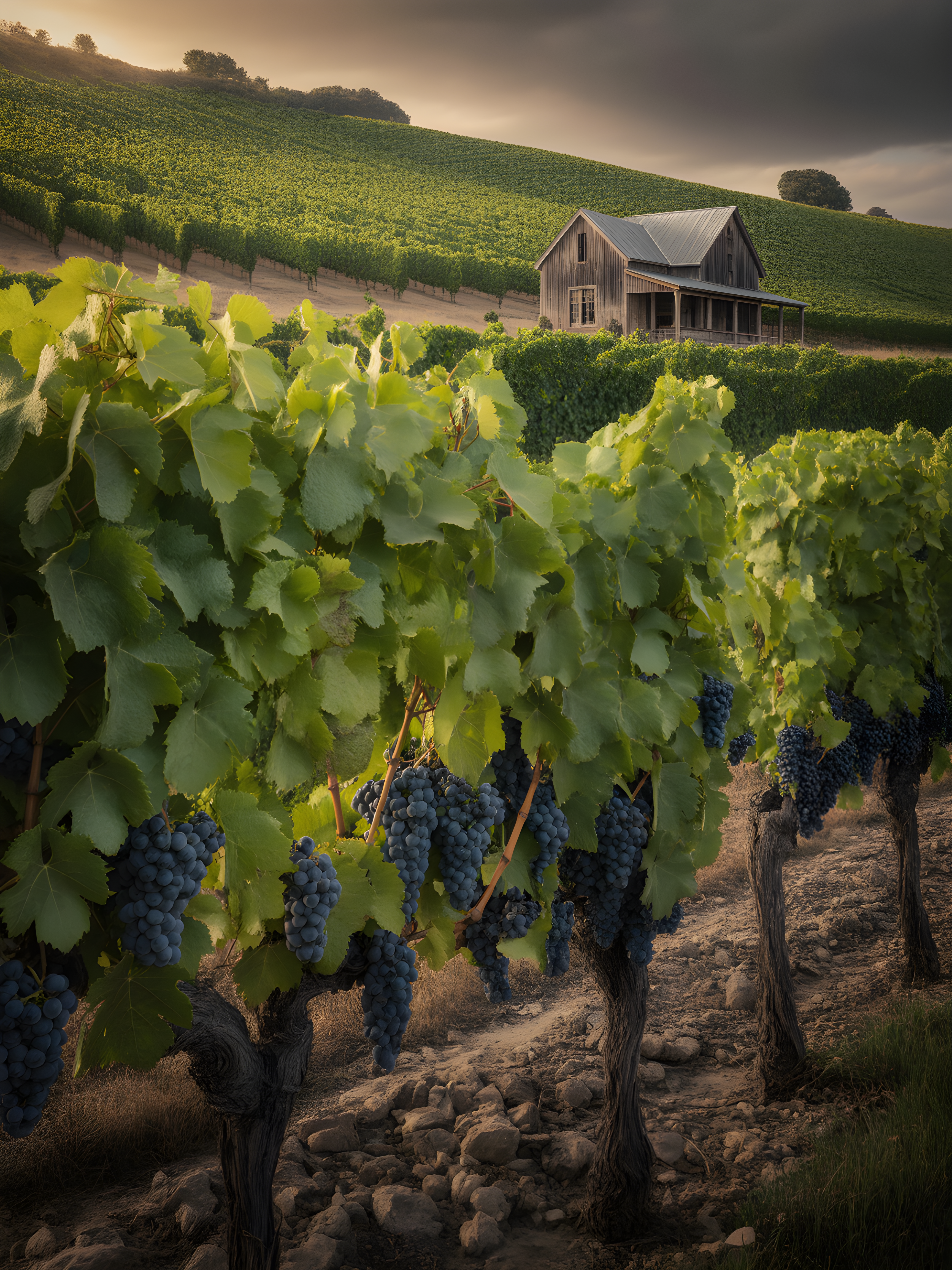 Vineyard Farmhouse at Sunset - Fine Art Photography Wall Art