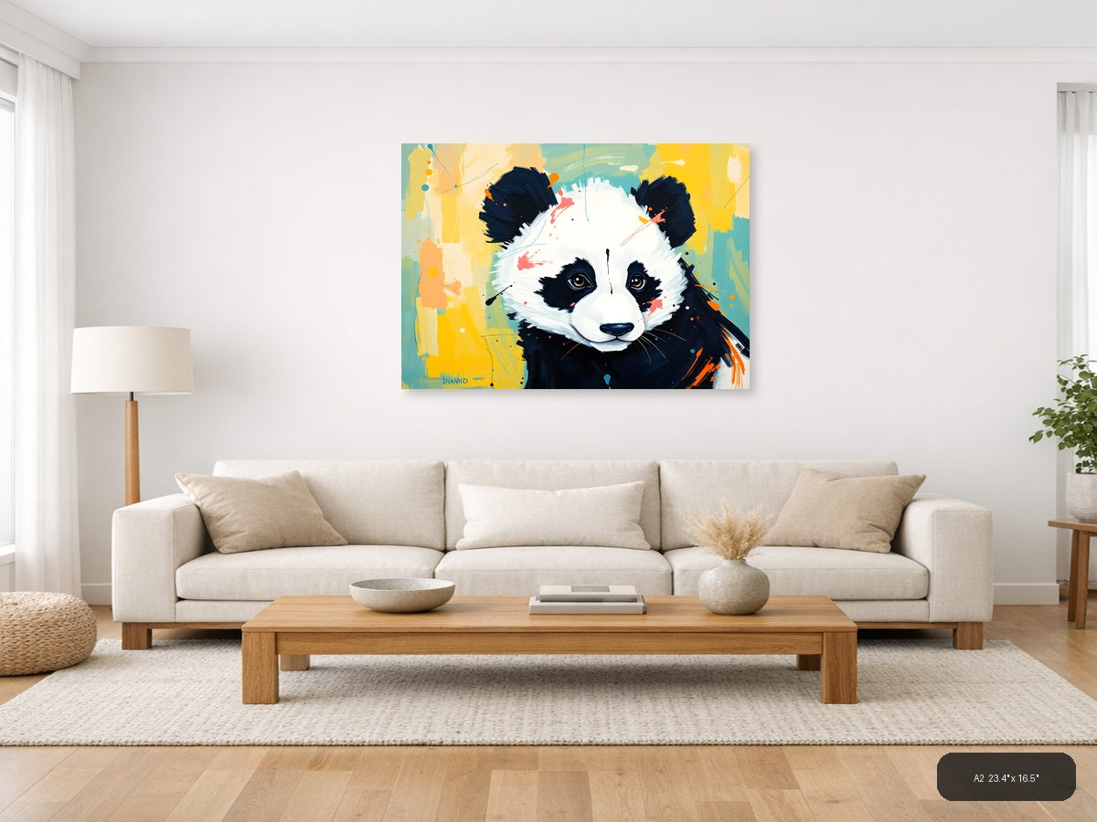 Abstract Panda Face Pop Art Modern Wall Art — A2 / Living Room