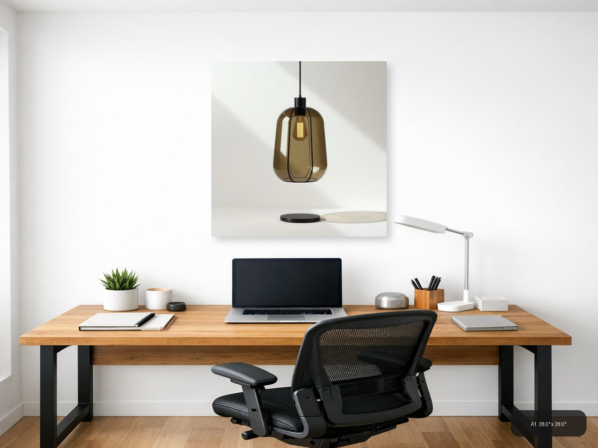 Minimalist Amber Glass Pendant Light Wall Art — A1 / Office
