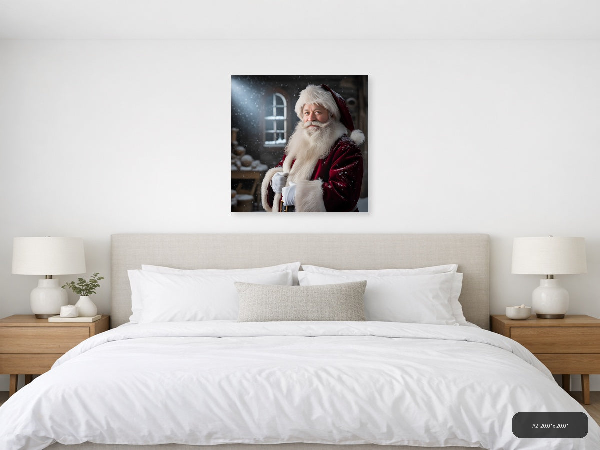 Santa Claus Portrait Winter Photography Wall Art — A2 / Bedroom