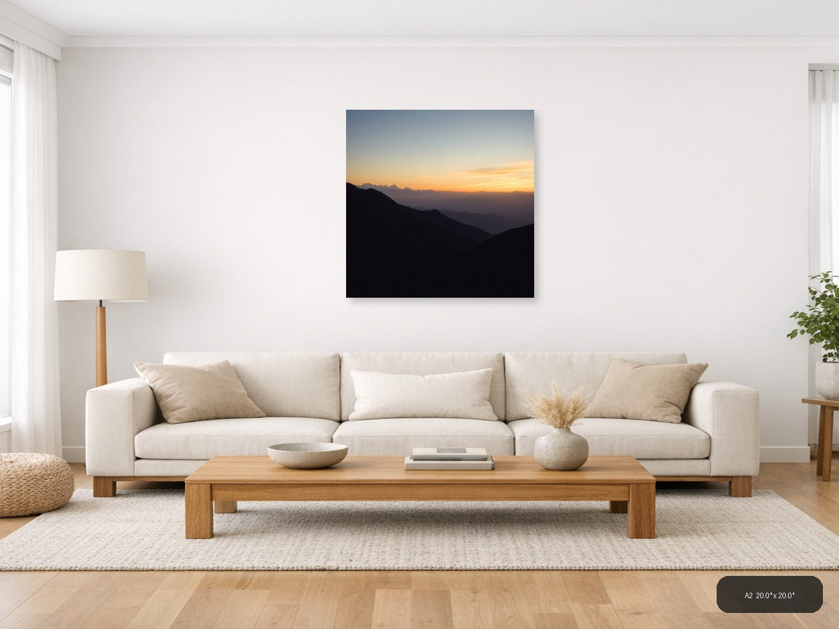 Mountain Sunset Silhouette Minimalist Wall Art — A2 / Living Room