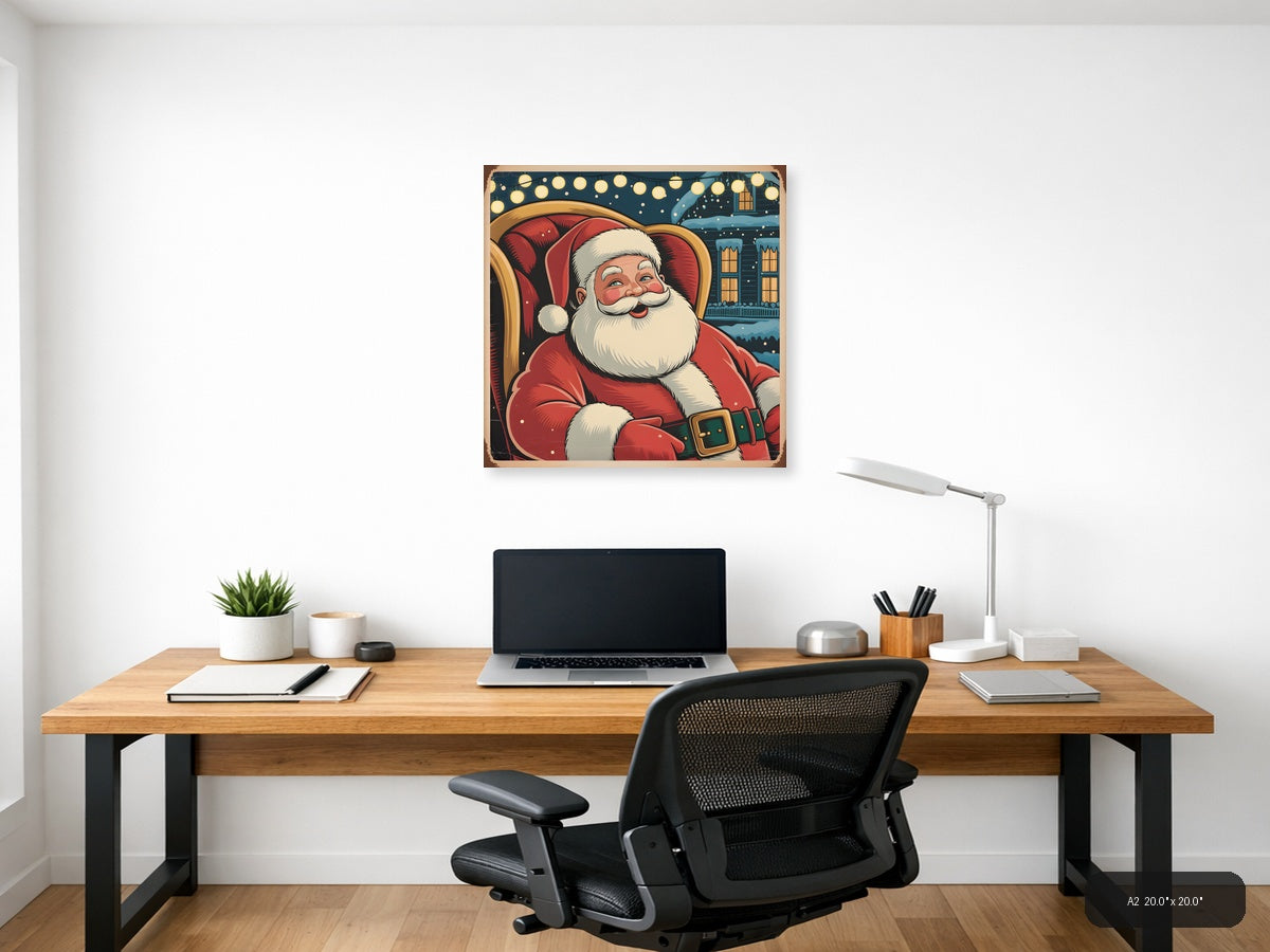Vintage Santa Claus Christmas Wall Art — A2 / Office