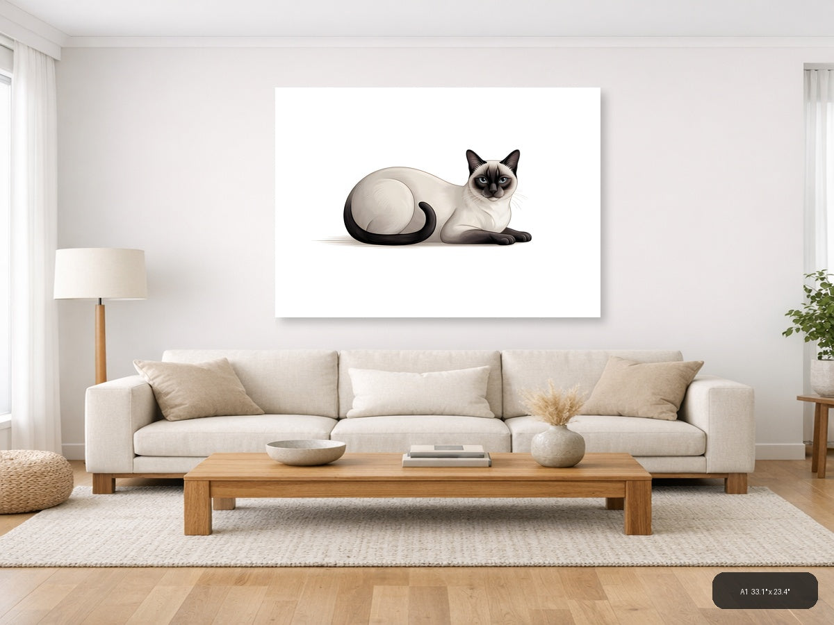 Siamese Cat Portrait Minimalist Wall Art — A1 / Living Room