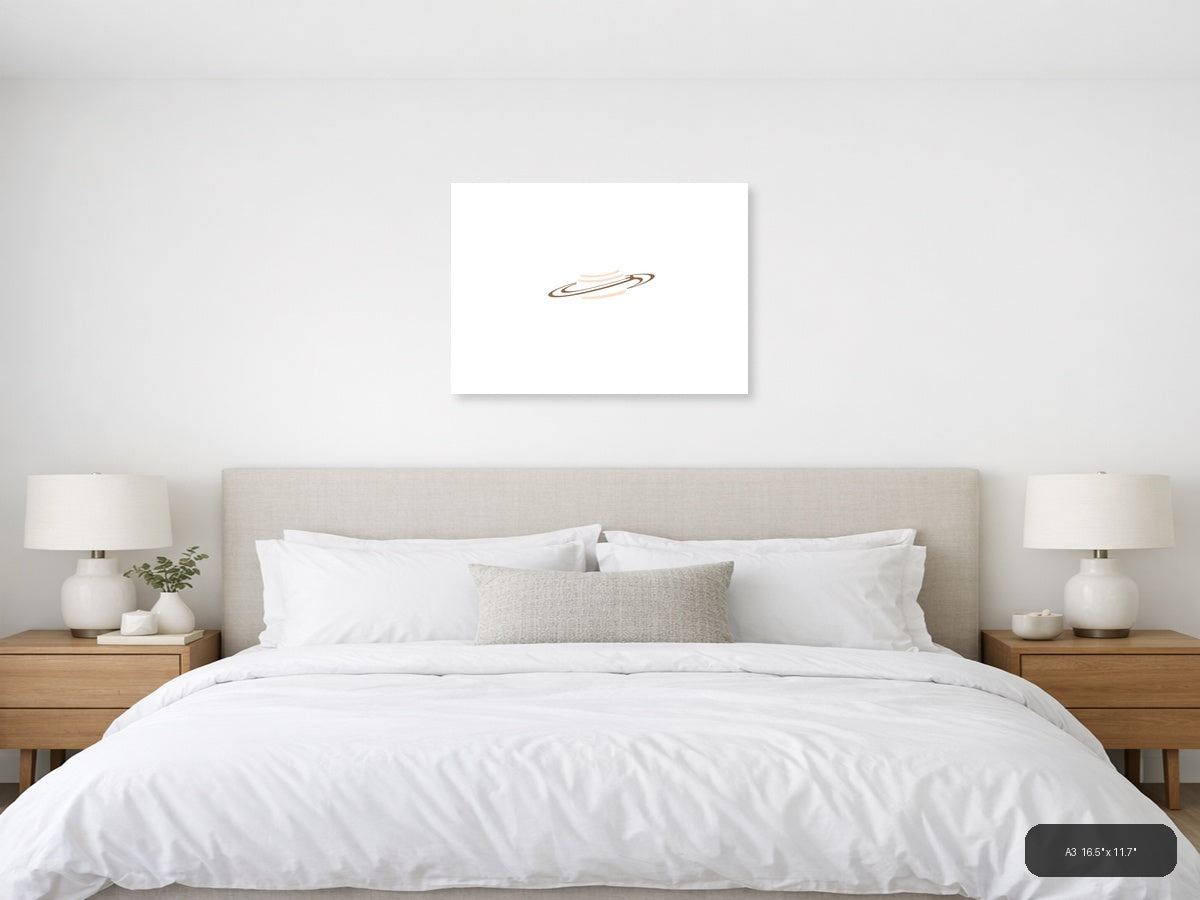 Minimalist Saturn Planet Brown & Peach Wall Art — A3 / Bedroom