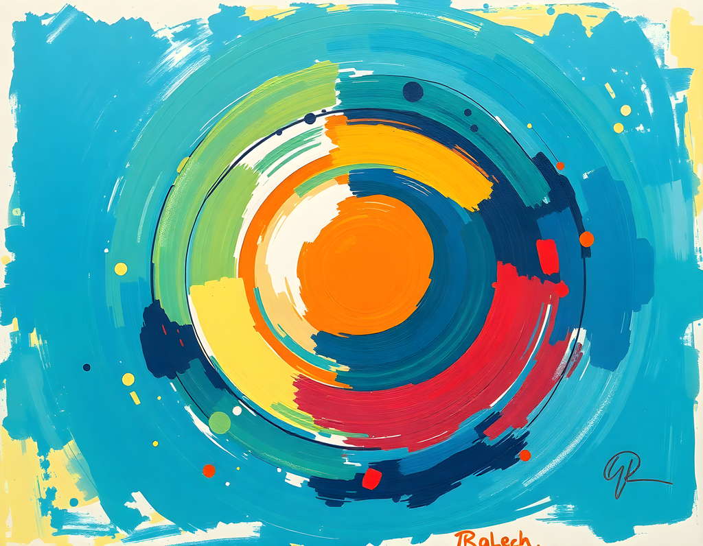 Colorful Abstract Concentric Circles Modern Wall Art