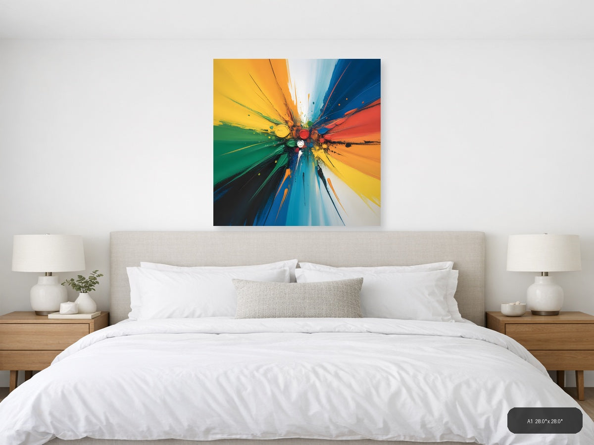 Colorful Paint Explosion Abstract Canvas Wall Art — A1 / Bedroom