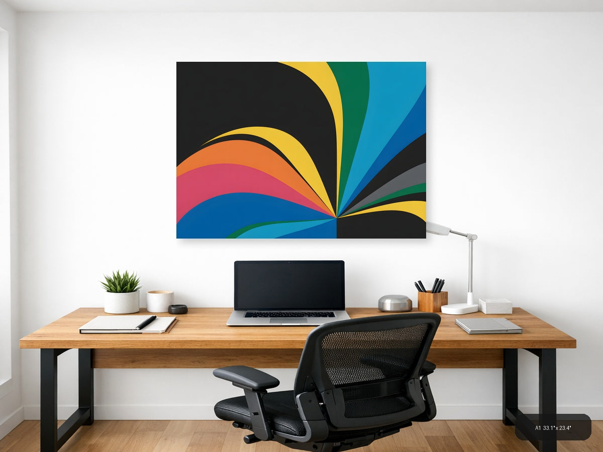Colorful Rainbow Wave Abstract Photography Wall Art — A1 / Office