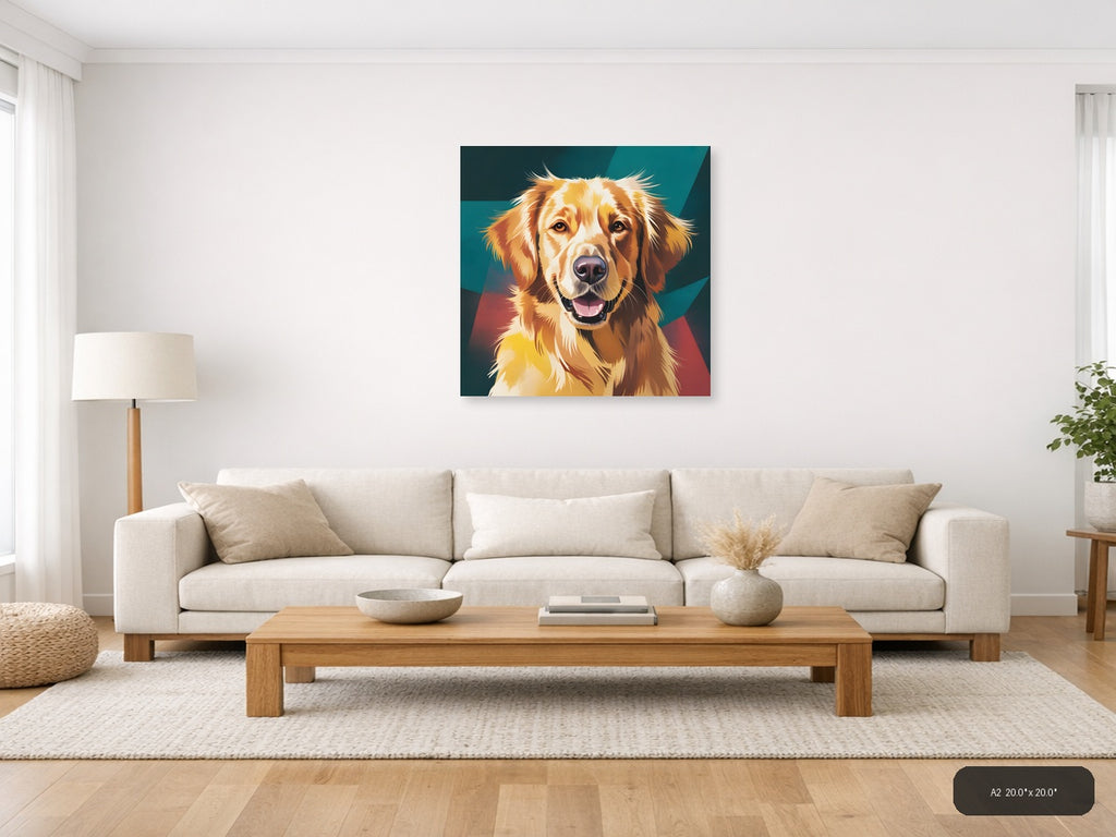 Golden Retriever Pop Art Portrait - Abstract Wall Art — A2 / Living Room
