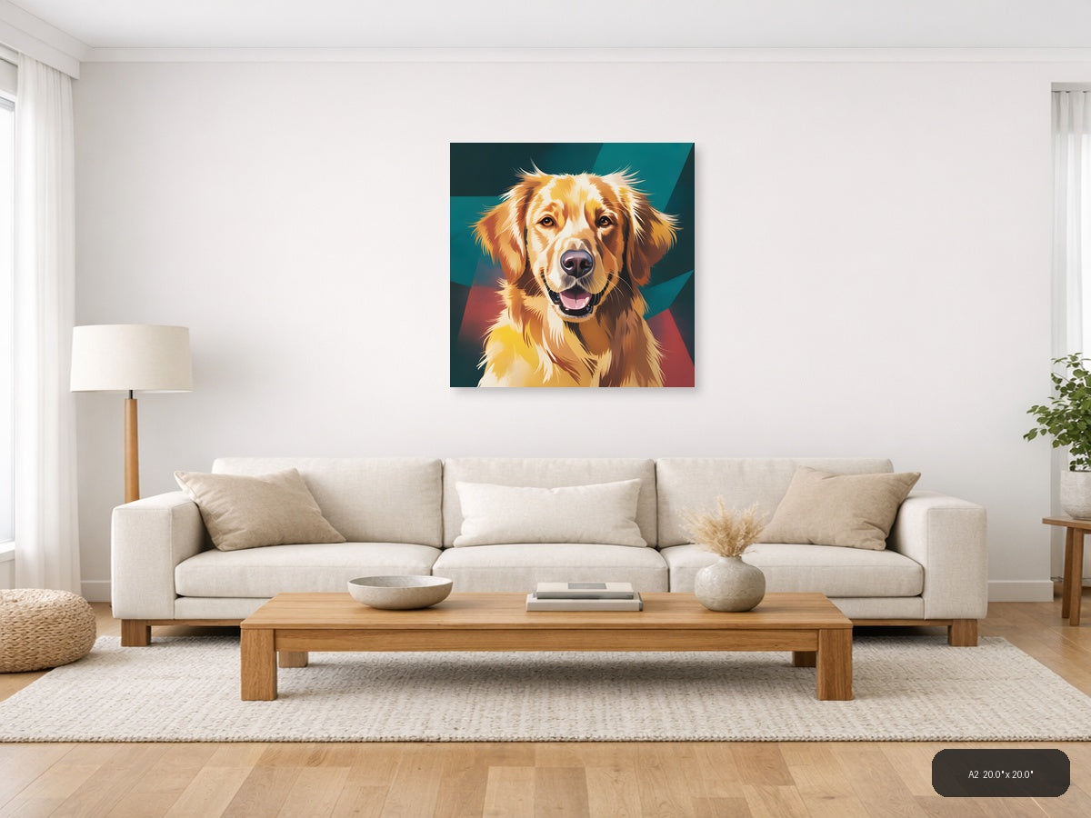 Golden Retriever Pop Art Portrait - Abstract Wall Art — A2 / Living Room