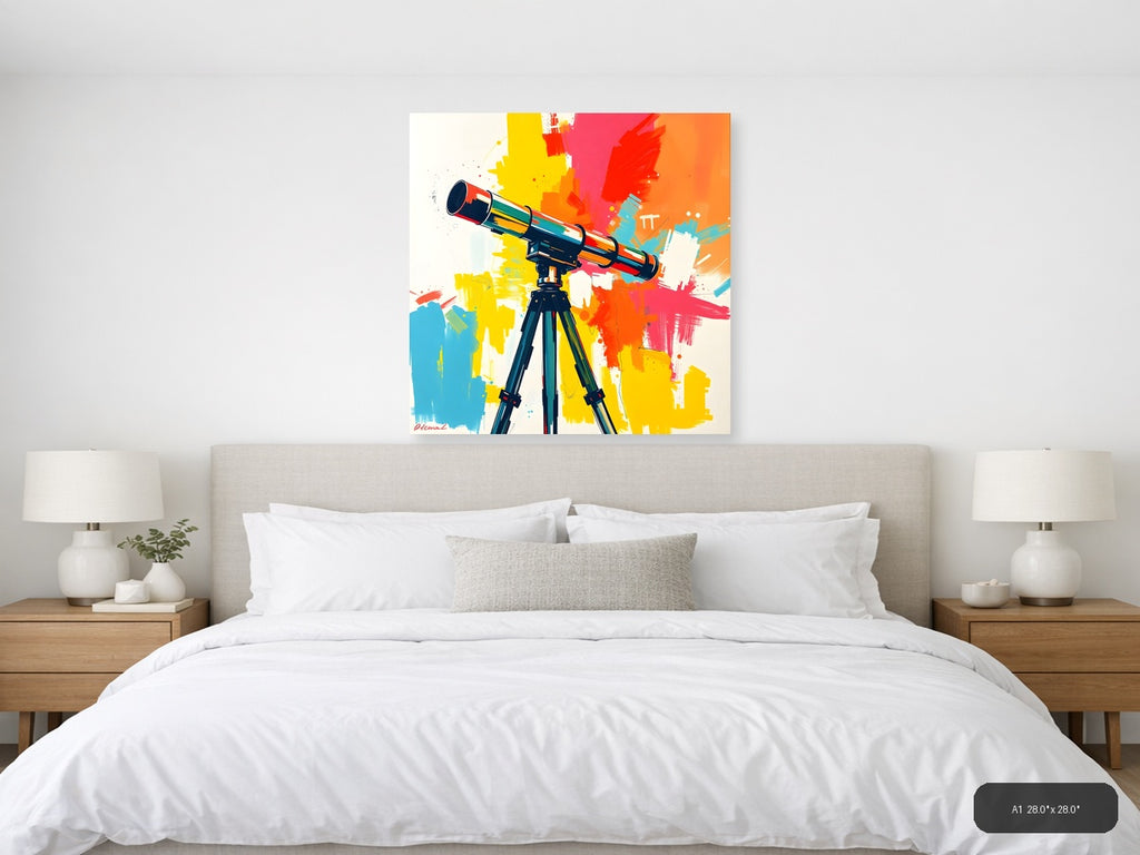 Colorful Telescope Abstract Splatter Wall Art — A1 / Bedroom