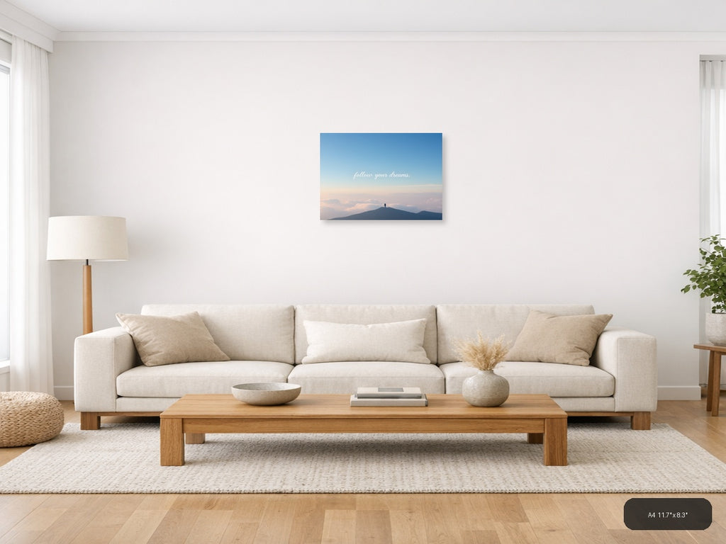 Minimalist Mountain Peak Motivational Wall Art — A4 / Living Room