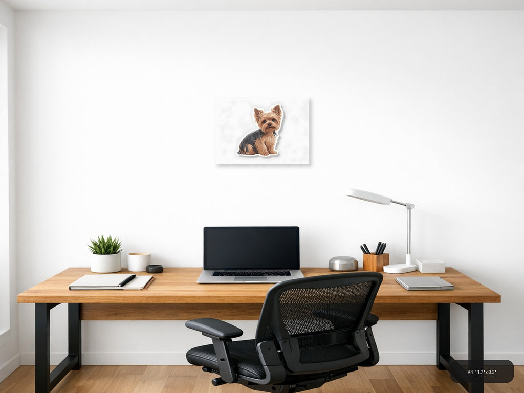 Cute Yorkie Puppy Minimalist Portrait Wall Art — A4 / Office