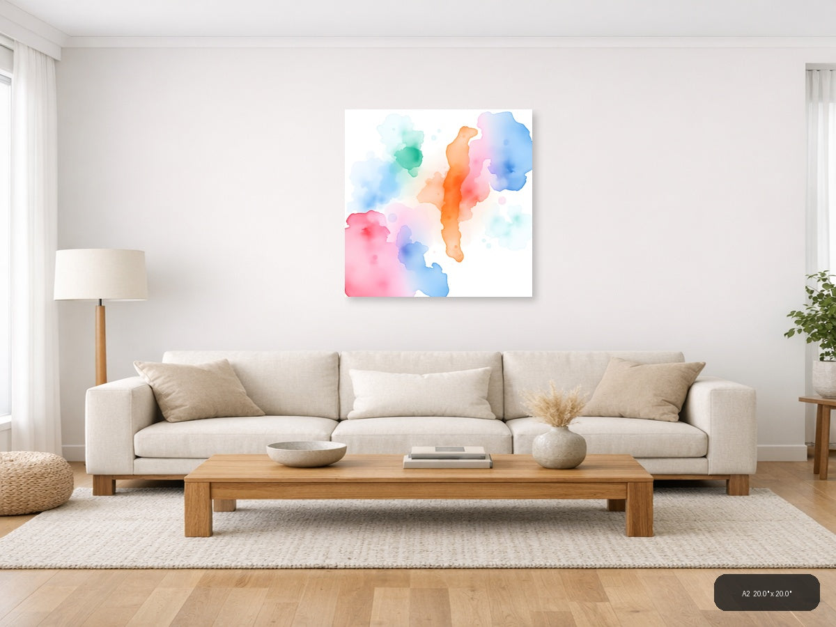 Colorful Watercolor Silhouettes Abstract Wall Art — A2 / Living Room