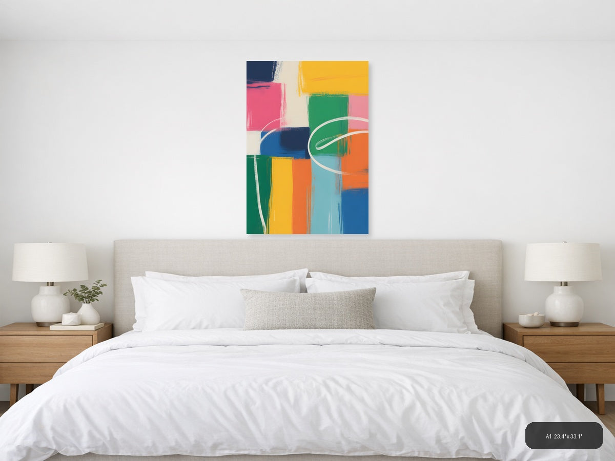 Colorful Abstract Geometric Blocks Modern Wall Art — A1 / Bedroom