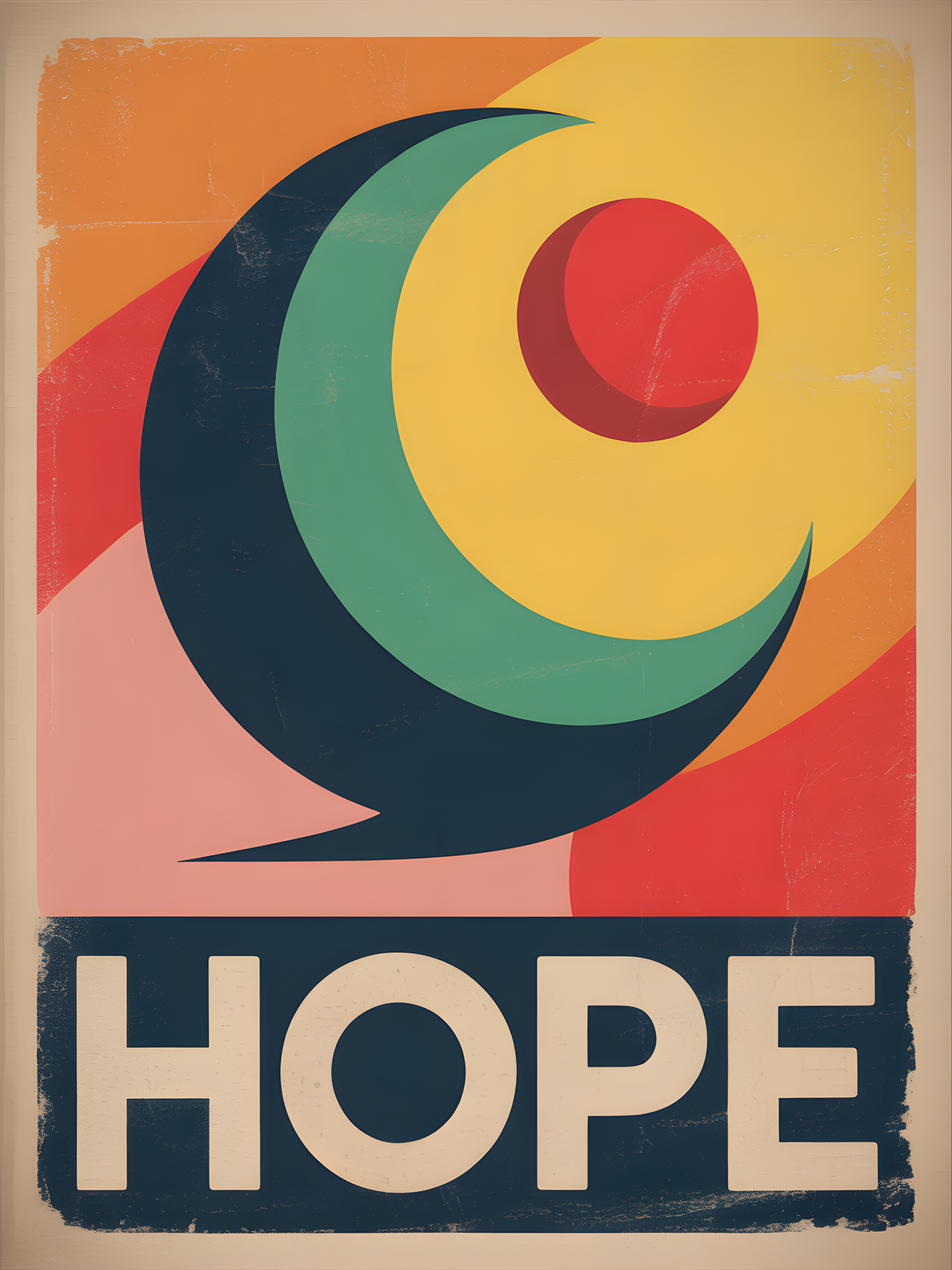 Vintage Hope Moon and Star Minimalist Wall Art