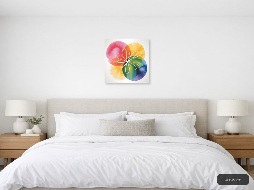 Colorful Watercolor Flower Petals Abstract Wall Art — A3 / Bedroom