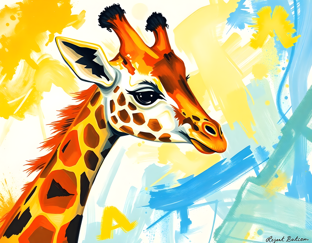Vibrant Abstract Giraffe Portrait Modern Wall Art
