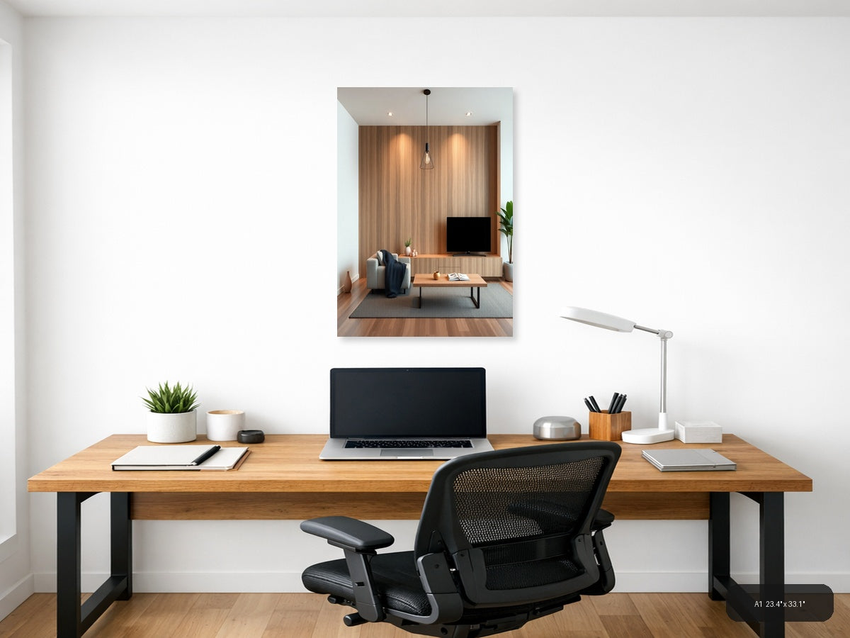 Minimalist Wood Paneling Interior Design Wall Art — A1 / Office